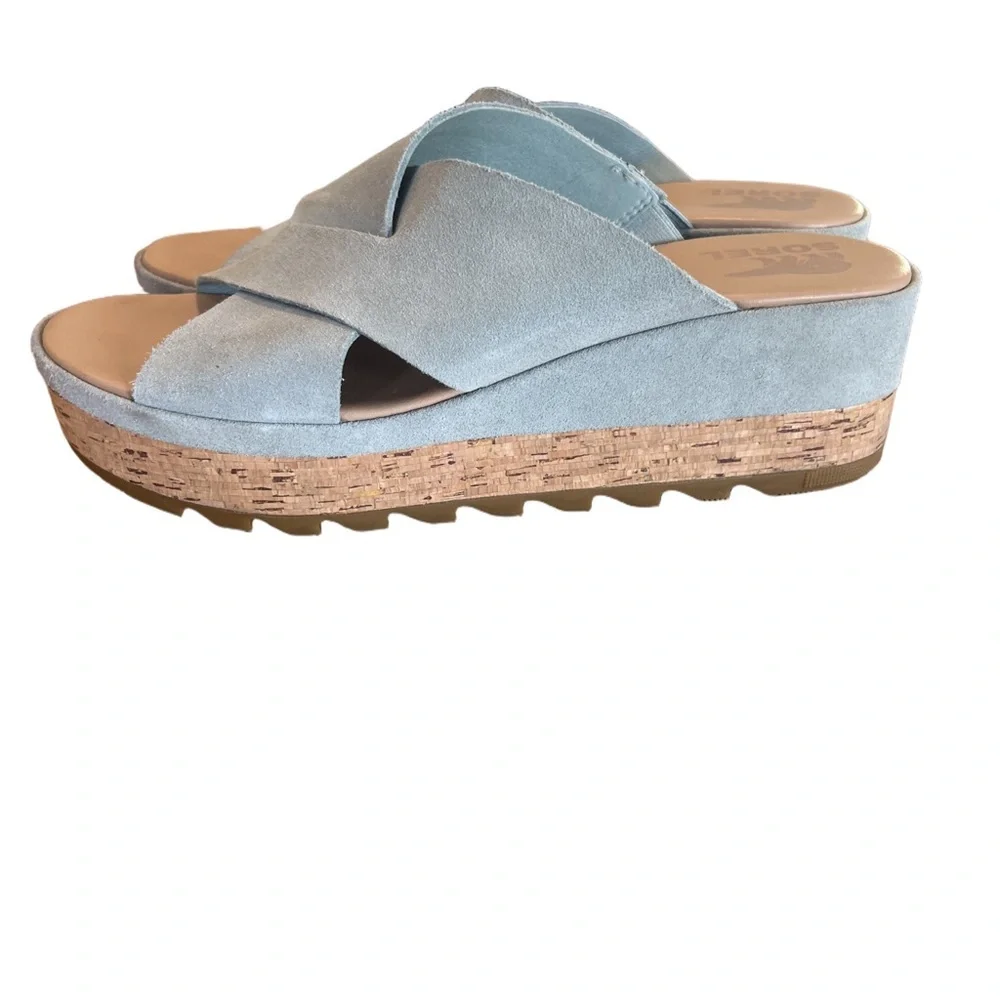 Sorel Cameron Flattorm Mule In Crushed Blue, Sea Salt